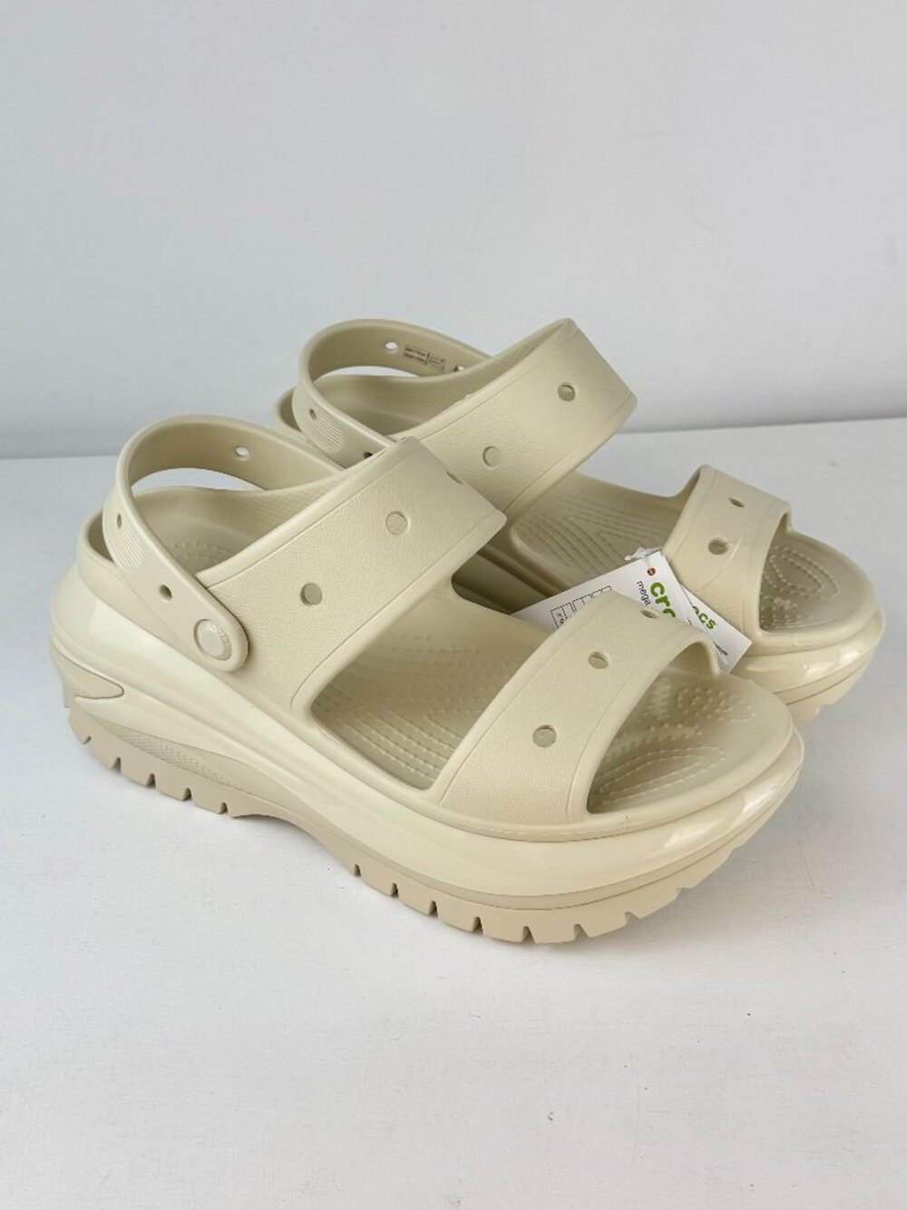 Women 11, Men's 9 - Crocs Mega Crush Platform Chunky Sandal - Bone